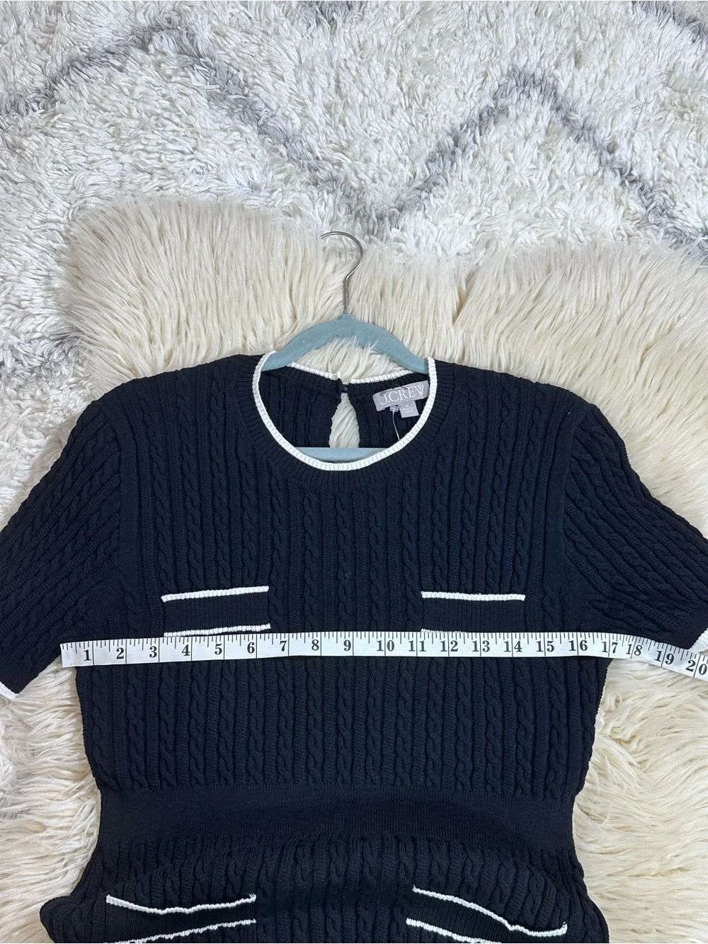 J. Crew Navy Cable-Knit Midi Dress with White Trim - Picture 8 of 11